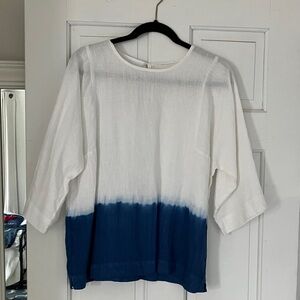 J. Jill White and Blue Blouse